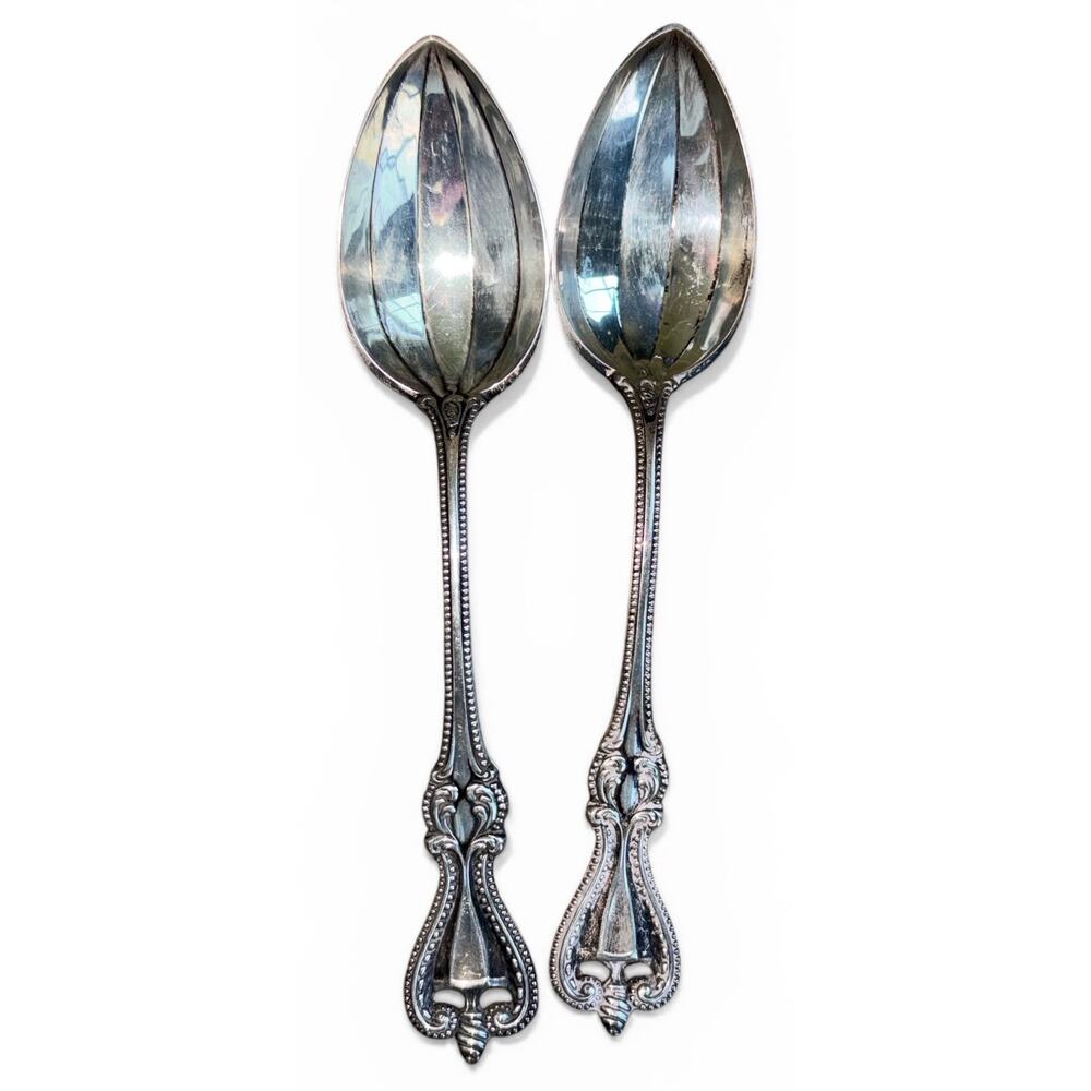 2x Antique Sterling Silver Old Colonial Teaspoon Soup Spoon By Towle Silversmith